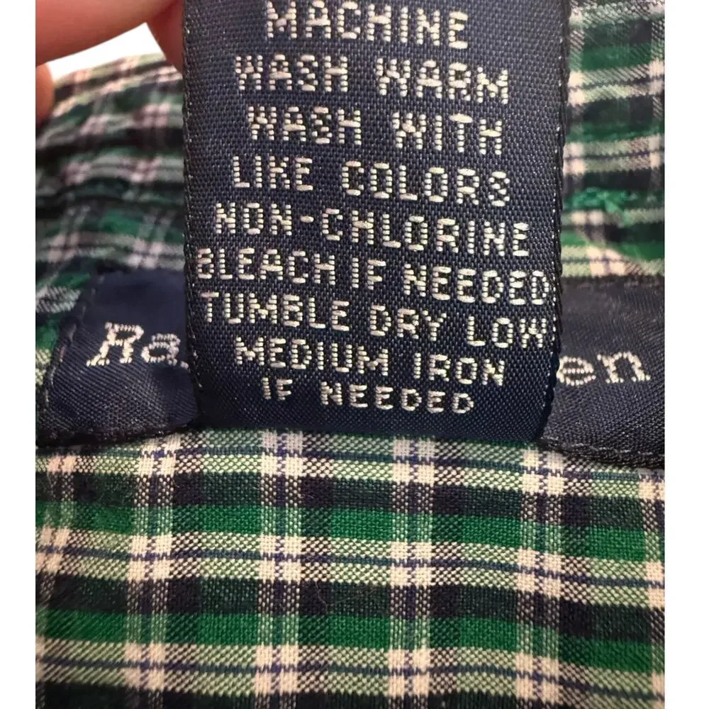 Vtg RALPH LAUREN 12m Baby Toddler Romper Green Navy Pony Snap Bottom 100% Cotton